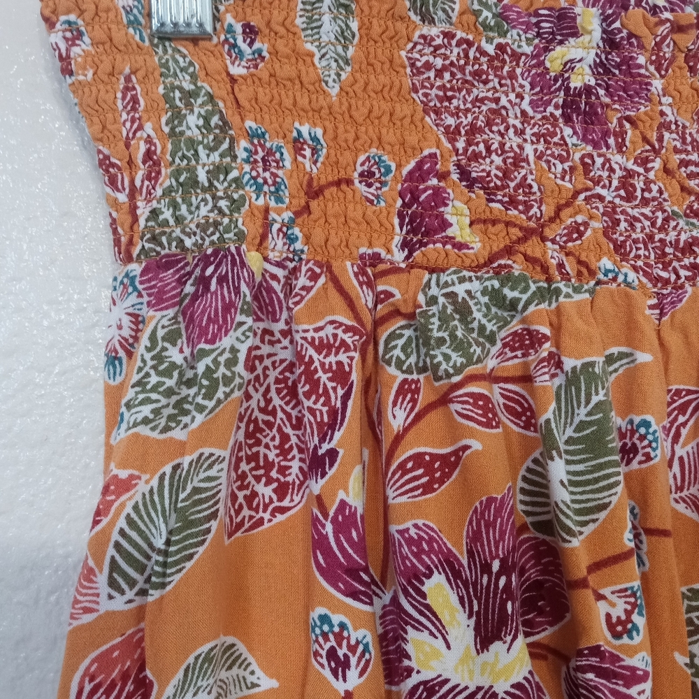 Christian Siriano Rayon Orange Floral Beachy Wide Leg Pants - Picture 5 of 8